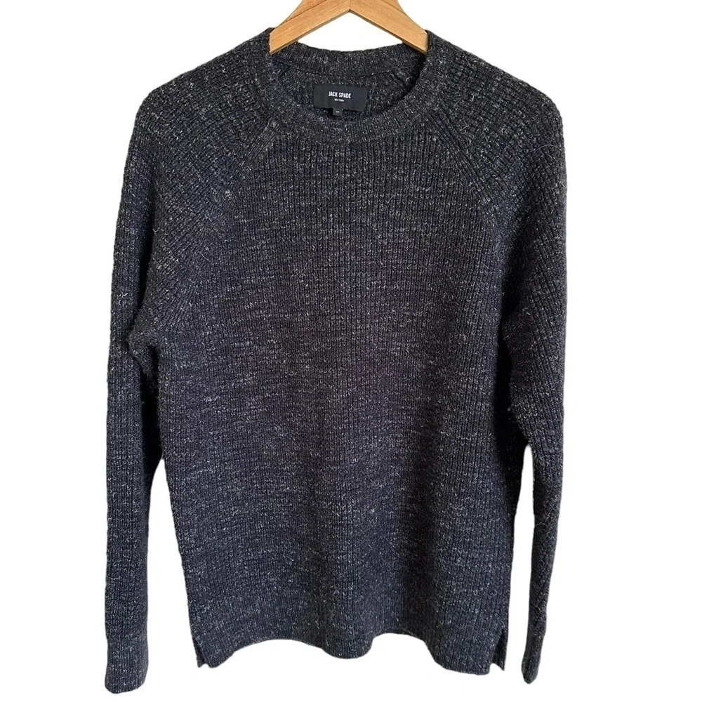 Jack Spade Mens Small Black Marled Knit Crewneck‎ Sweater Pullover Career Work